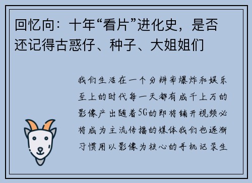 回忆向：十年“看片”进化史，是否还记得古惑仔、种子、大姐姐们